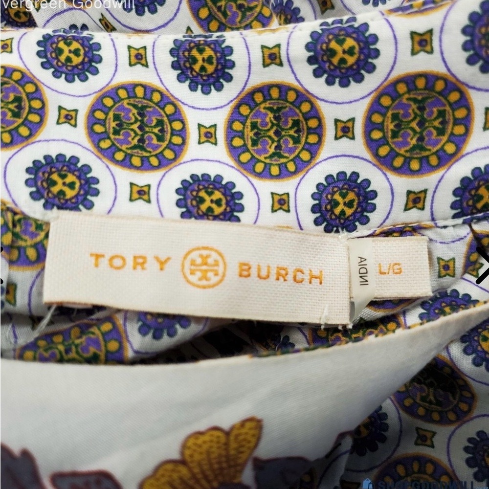 Tory Burch Printed dress in White, Purple & Gold